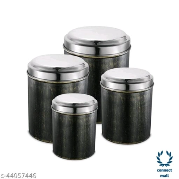 Graceful Jars & Containers - L XH X W: 13.5 X16.5 X13.5cm, Black, Stainless Steel, 4 Pieces of 1 Pack